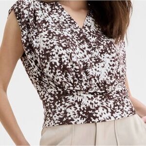INC International Concepts Brown and White Women's Top